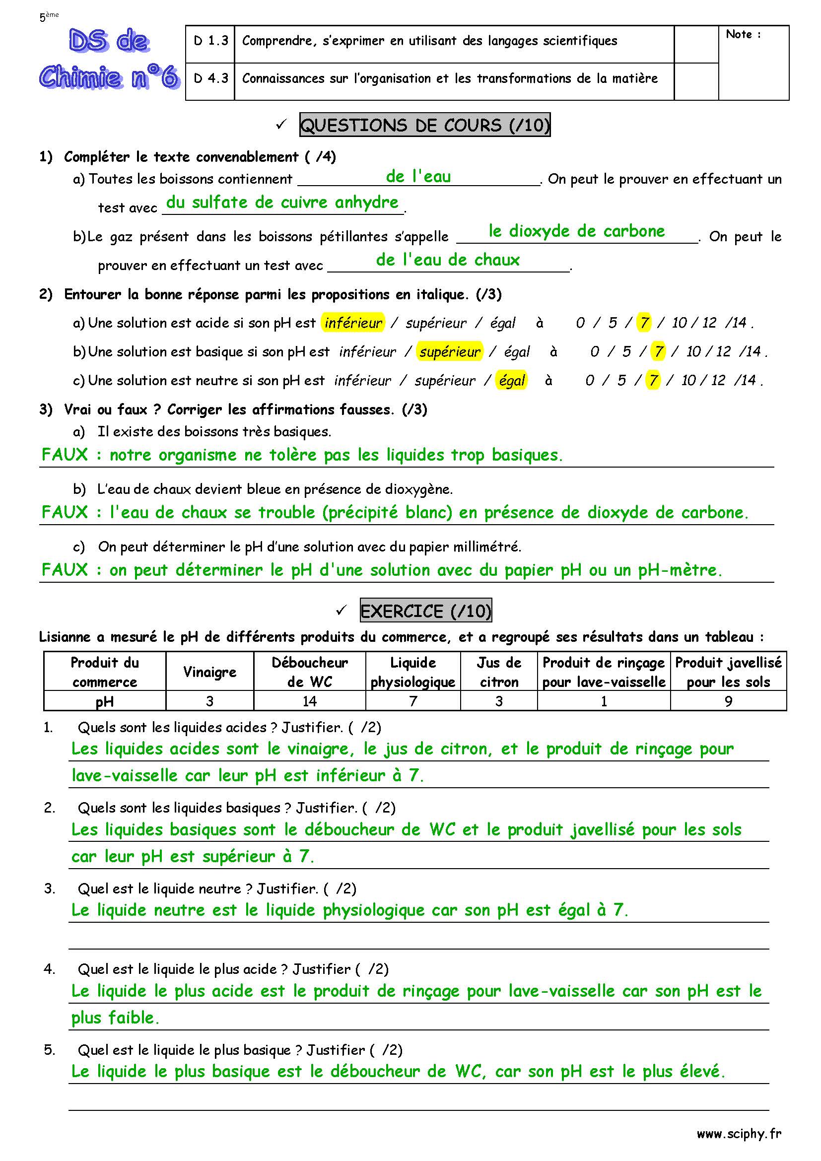 Correction ds6 5eme 2019