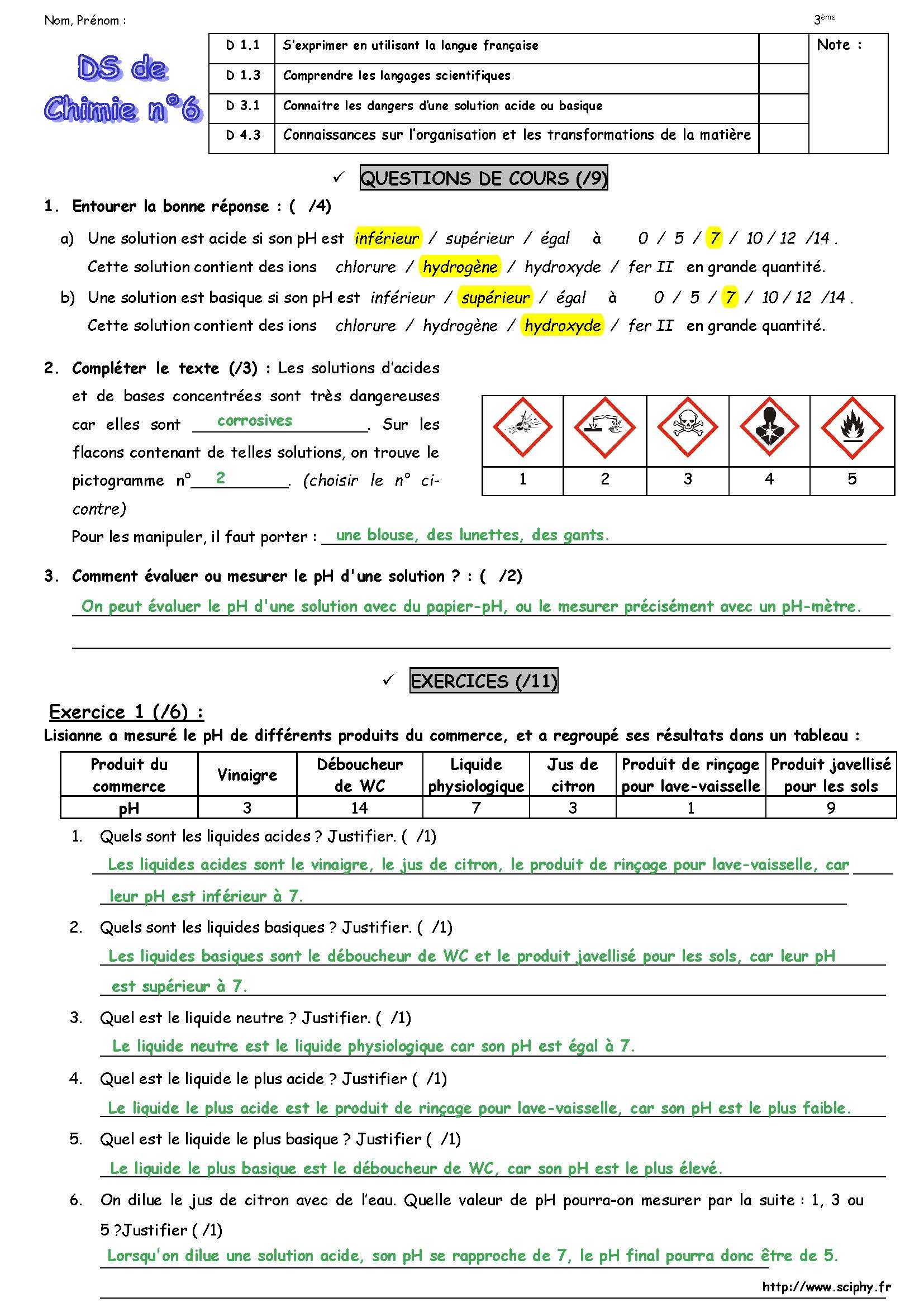 DS6 3 ème pH Page 1